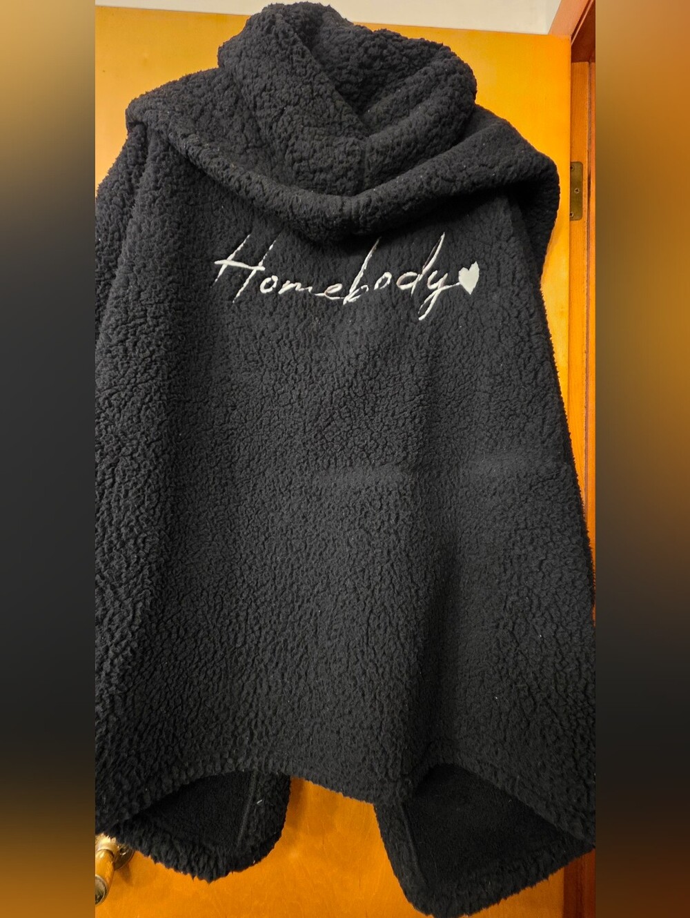 Jill Martin Regular Sherpa Embroidered Hooded Lounger - Black, Size XL/1X